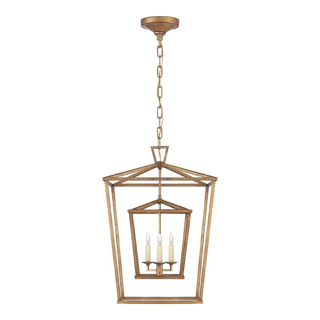 Chapman & Myers for Visual Comfort & Co. Darlana Medium Double Cage Lantern in Gilded Iron