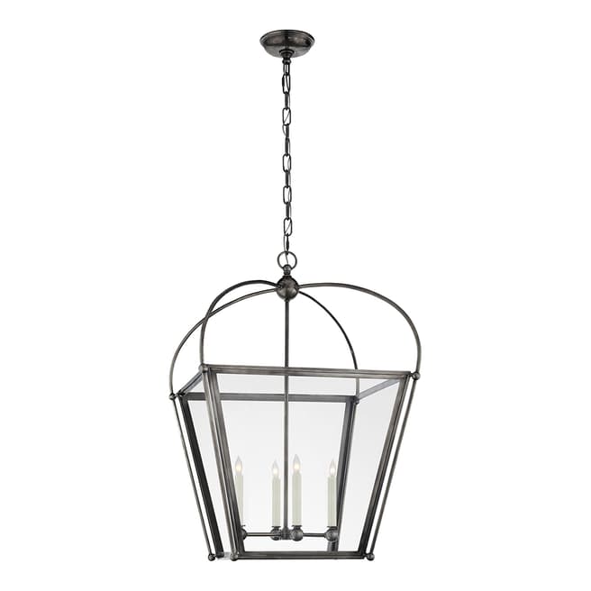 Chapman & Myers for Visual Comfort & Co. Riverside Medium Square Lantern in Bronze with Clear Glass