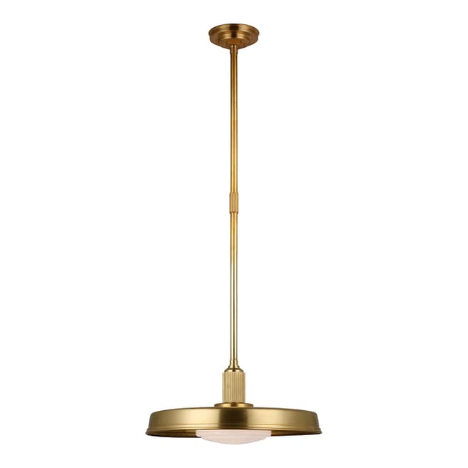 Chapman & Myers for Visual Comfort & Co. Ruhlmann 18" Factory Pendant in Antique-Burnished Brass with White Glass
