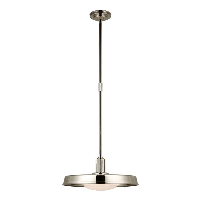 Chapman & Myers for Visual Comfort & Co. Ruhlmann 18" Factory Pendant in Polished Nickel with White Glass