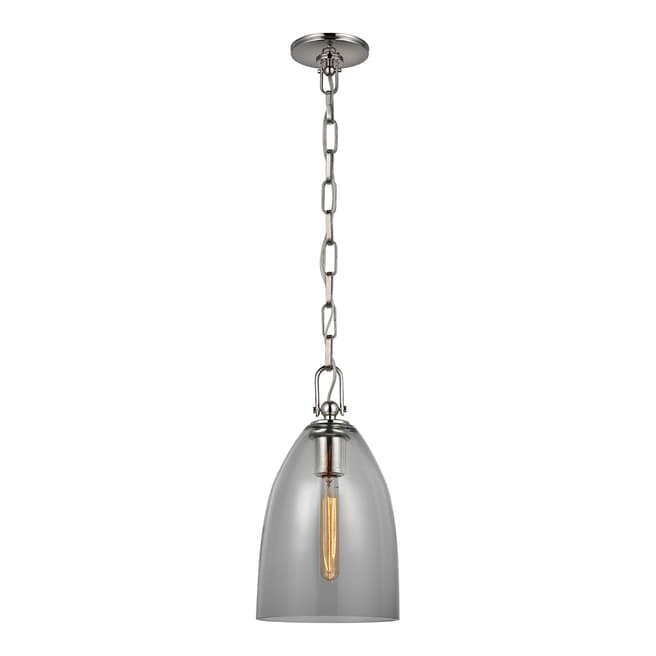 Chapman & Myers for Visual Comfort & Co. Andros Medium Pendant in Polished Nickel with Smoked Glass