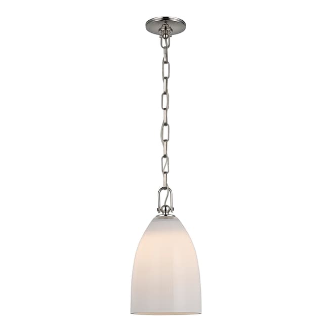 Chapman & Myers for Visual Comfort & Co. Andros Medium Pendant in Polished Nickel with White Glass