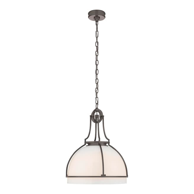 Chapman & Myers for Visual Comfort & Co. Gracie Large Dome Pendant in Bronze with White Glass