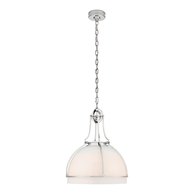 Chapman & Myers for Visual Comfort & Co. Gracie Large Dome Pendant in Polished Nickel with White Glass