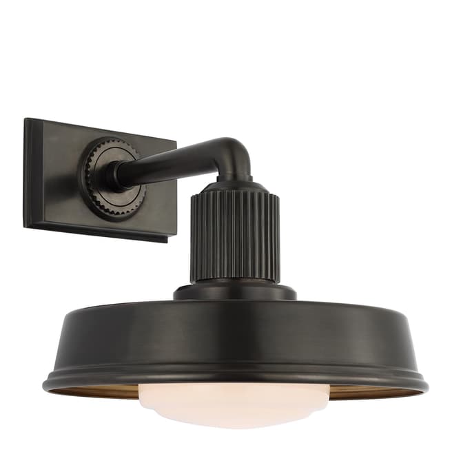 Chapman & Myers for Visual Comfort & Co. Ruhlmann Small Sconce in Bronze with White Glass