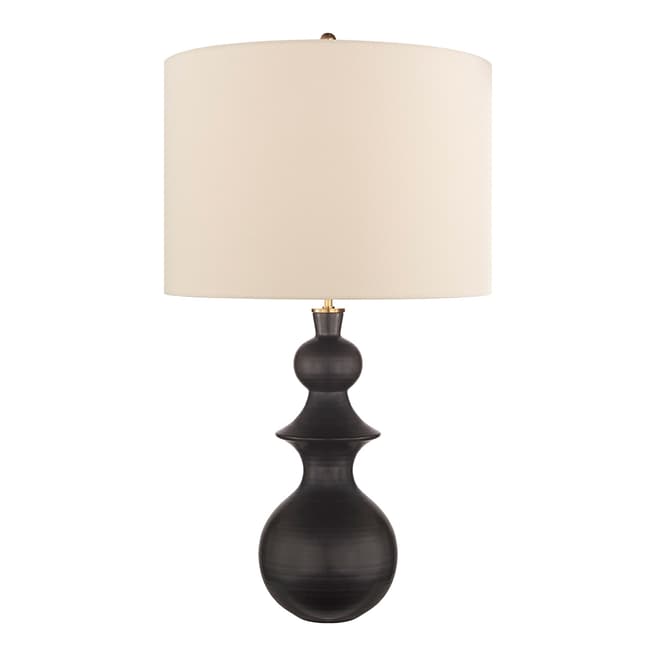 Kate Spade new york for Visual Comfort & Co. Saxon Large Table Lamp in Metallic Black with Cream Linen Shade