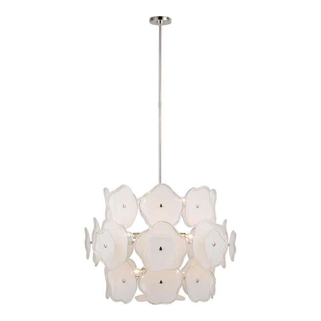 Kate Spade new york for Visual Comfort & Co. Leighton Large Barrel Chandelier in Polished Nickel with Cream Tinted Glass