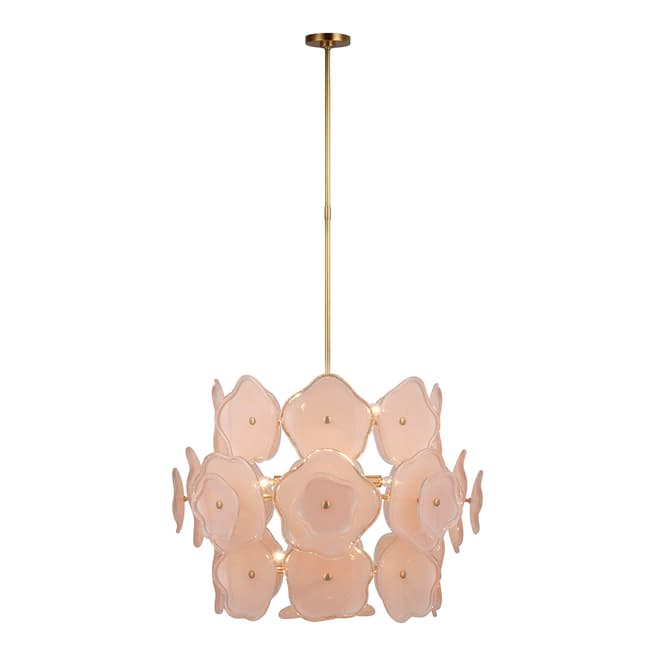 Kate Spade new york for Visual Comfort & Co. Leighton Large Barrel Chandelier in Soft Brass with Blush Tinted Glass