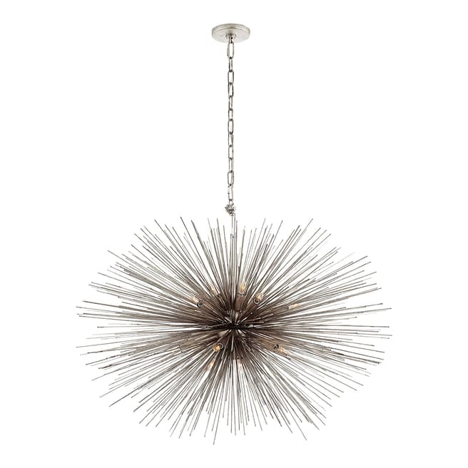 Kelly Wearstler for Visual Comfort & Co. Strada Medium Oval Chandelier in Burnished Silver Leaf