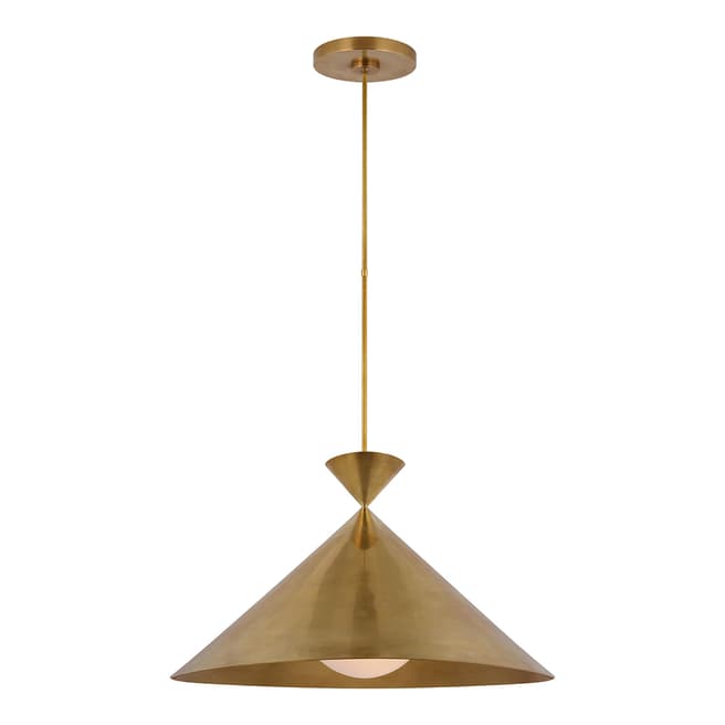 Palmoa Contreras for Visual Comfort & Co. Orsay Grande Pendant in Hand-Rubbed Antique Brass with White Glass