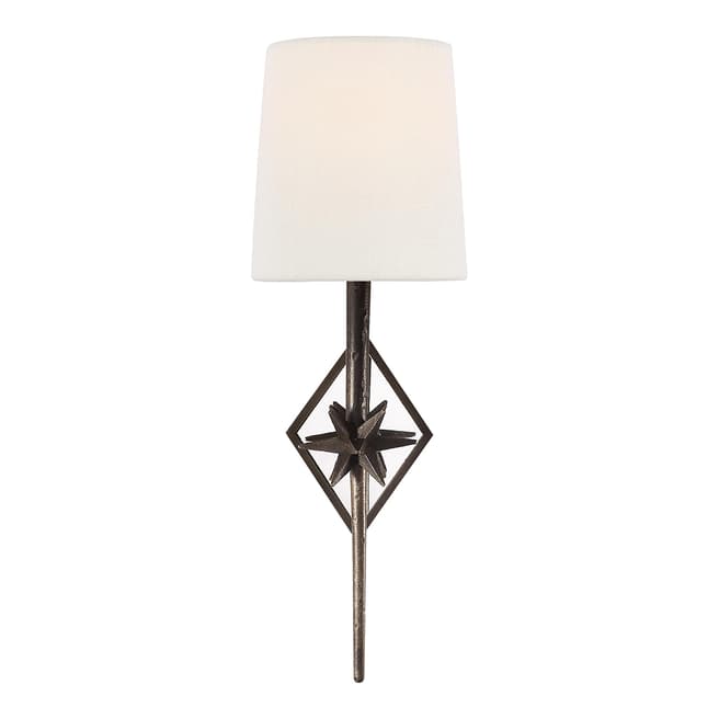 Ian K. Fowler for Visual Comfort & Co. Etoile Sconce in Aged Iron with Linen Shade