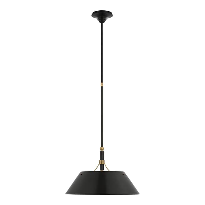 Thomas O'Brien for Visual Comfort & Co. Turlington Large Pendant in Bronze and Hand-Rubbed Antique Brass with Bronze Shade