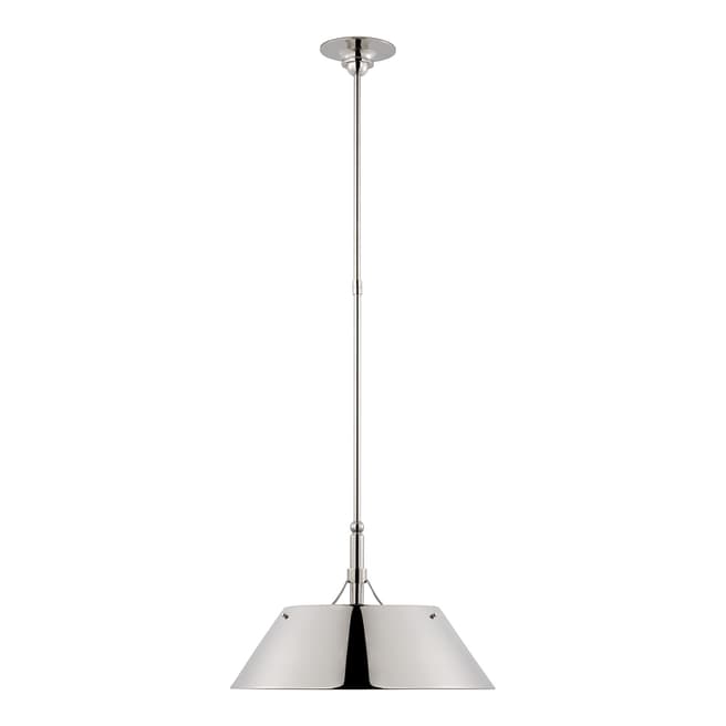 Thomas O'Brien for Visual Comfort & Co. Turlington Large Pendant in Polished Nickel with Polished Nickel Shade