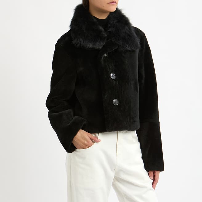 N°· Eleven Black Shearling Reversible Jacket