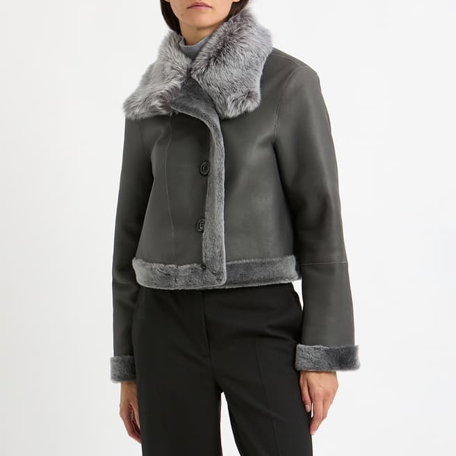 N°· Eleven Grey Shearling Reversible Jacket