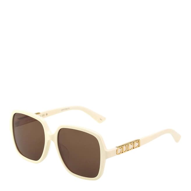 Gucci Women's White/Brown Gucci Sunglasses 59mm