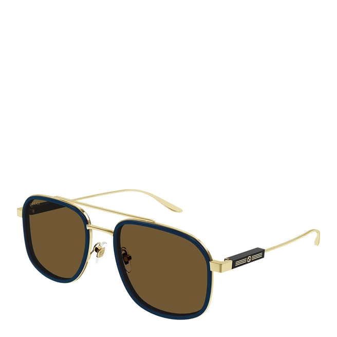 Gucci Men's Gold/Brown Gucci Sunglasses 56mm