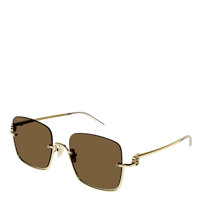 Gucci Women's Gold/Brown Gucci Sunglasses 54mm