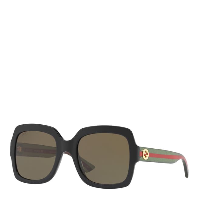 Gucci Women's Black/Brown Gucci Sunglasses 54mm