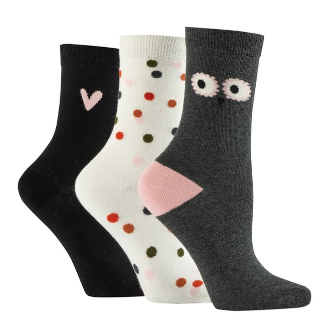 Caroline Gardner Multi 3pk Multi Print Socks