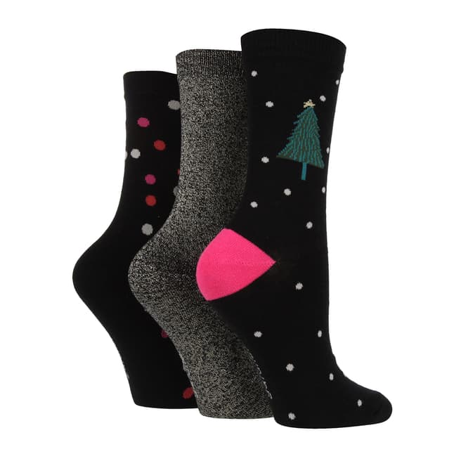 Caroline Gardner Black 3pk Seasonal Socks