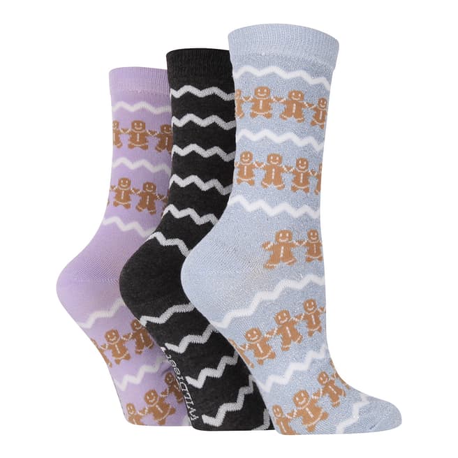 Wild Feet Multi 3 Pack Ladies Bamboo Socks