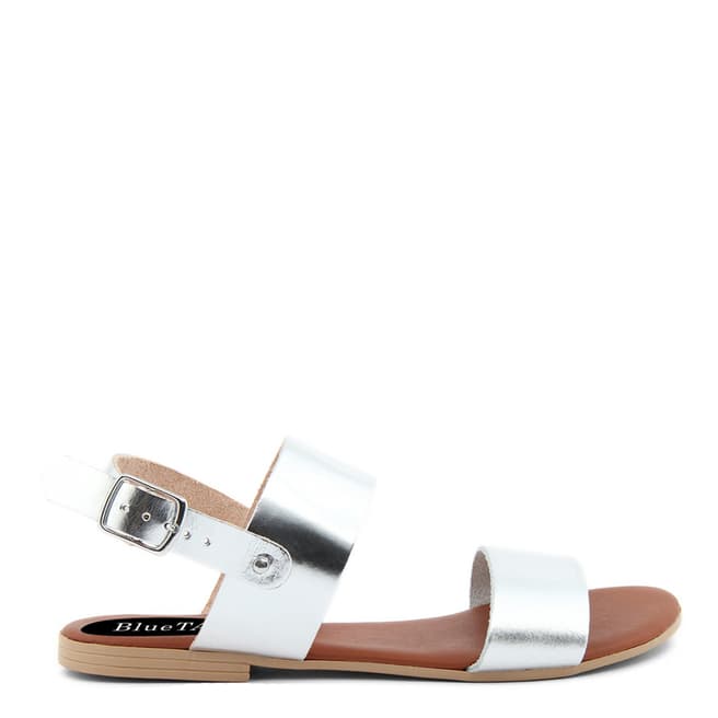 Bluetag Silver Leave Double Strap Flat Sandal