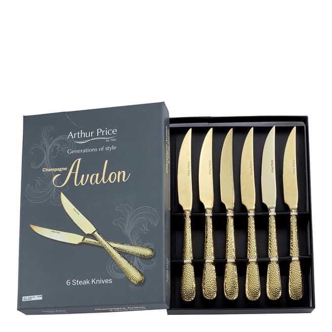 Arthur Price Set of 6 Avalon Champagne Steak Knives