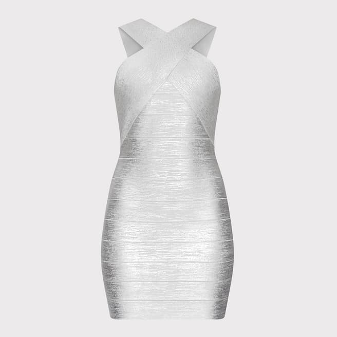 Herve Leger Silver Foil Mini Dress