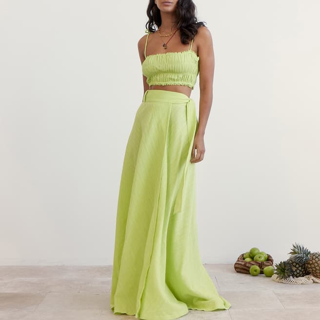 Boteh Lime  Dobby Shirred Bodice