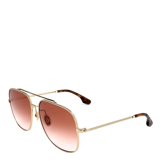 Victoria Beckham Gold Wine Pilot Sunglasses 59mm