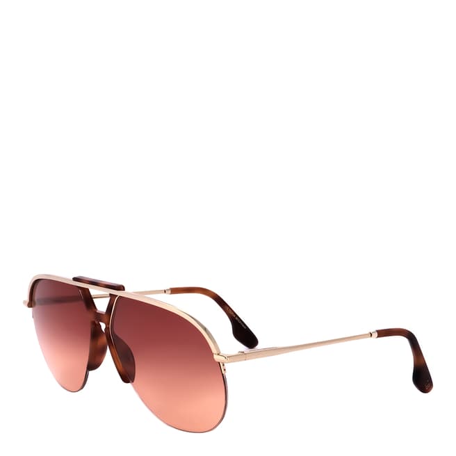 Victoria Beckham Gold Wine Orange Aviator Sunglasses 65mm