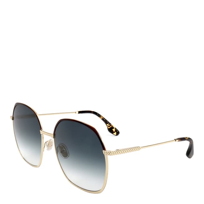 Victoria Beckham Gold Petrol Sand Oval Sunglasses 59mm