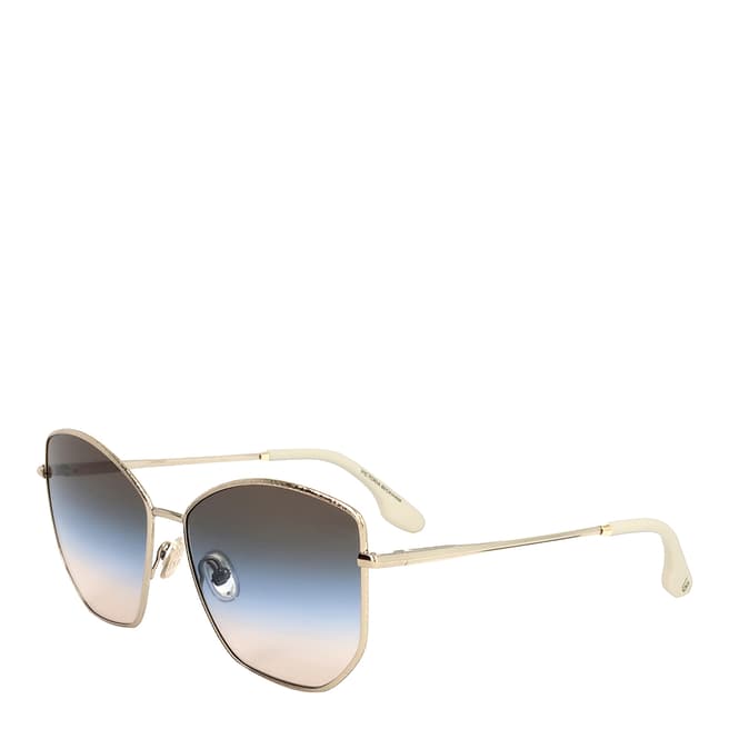 Victoria Beckham Gold Brown Blue Sand Square Sunglasses 59mm