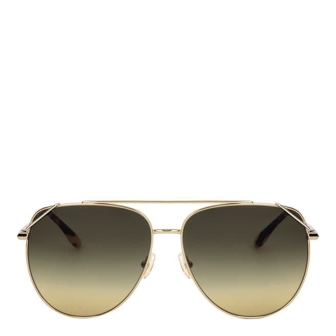 Victoria Beckham Gold Khaki Aviator Sunglasses 61mm