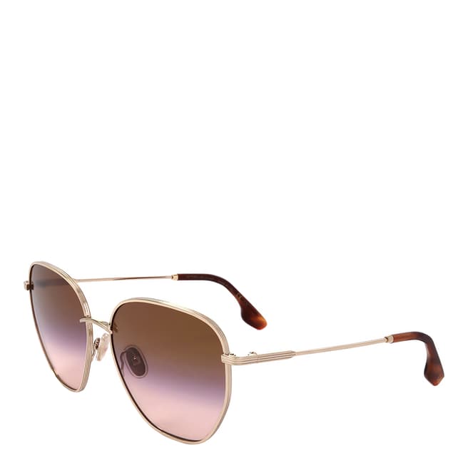 Victoria Beckham Gold Brown Purple Peach Oval Sunglasses 60mm