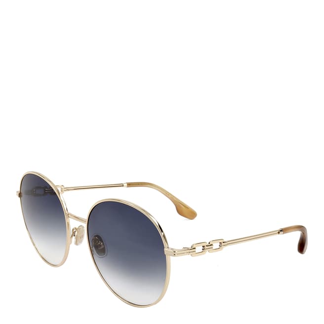 Victoria Beckham Gold Blue Round Sunglasses 58mm