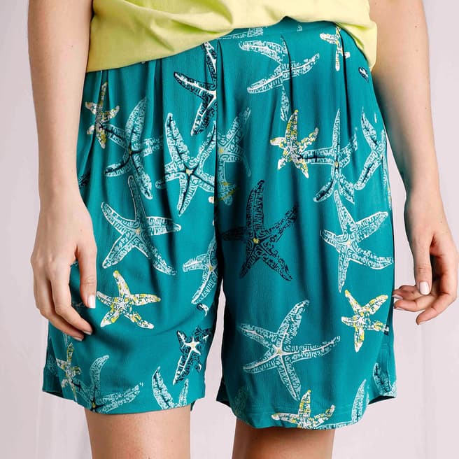 Weird Fish Blue Celeste Printed Shorts