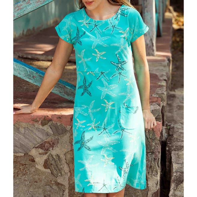 Weird Fish Blue Tallahassee Cotton Dress