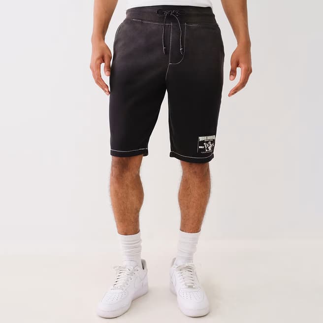 True Religion Black Worn Cotton Blend Shorts