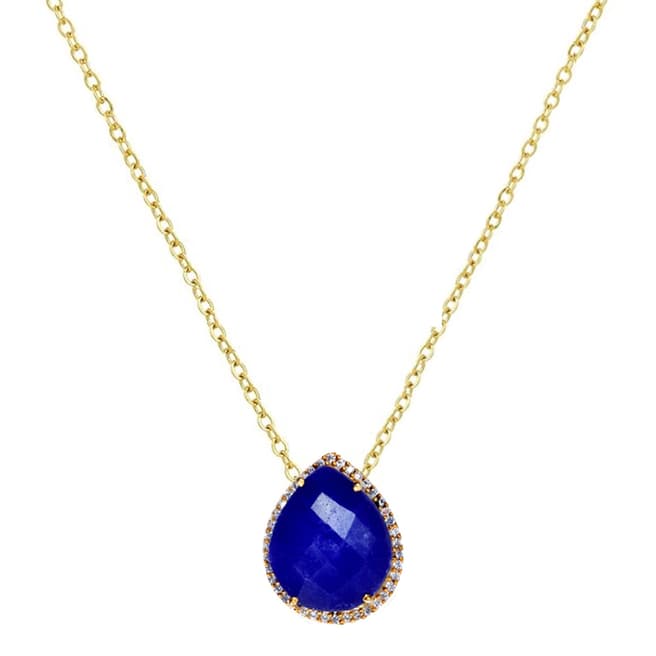 Liv Oliver 18K Gold Sapphire Pear Shape Necklace