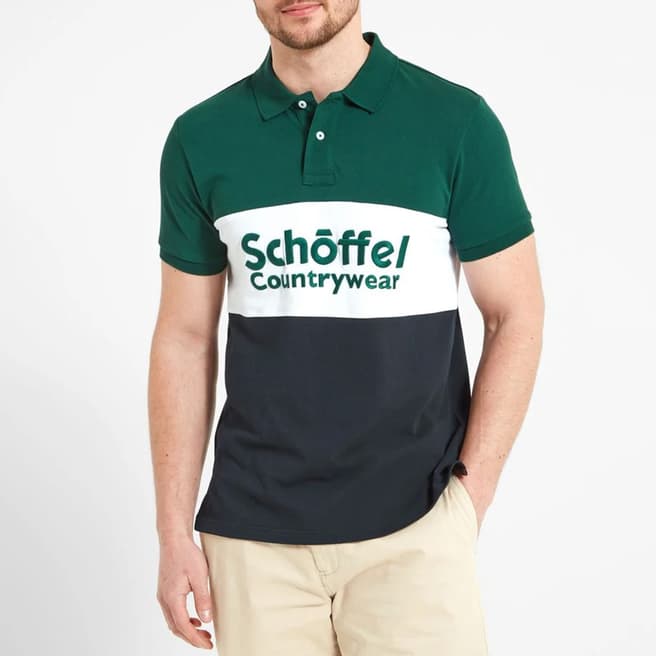 Schöffel Green/Navy Heritage Cotton Polo