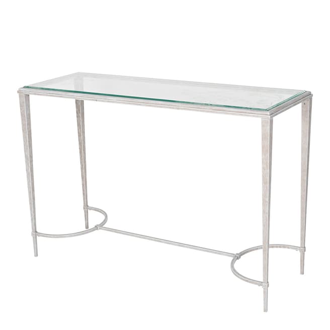 Laura Ashley Laura Ashley Aria Etched Glass Distressed White Iron Console Table