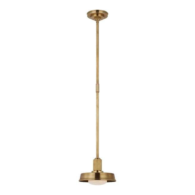 Chapman & Myers for Visual Comfort & Co. Ruhlmann Small 9" Pendant in Antique-Burnished Brass with White Glass