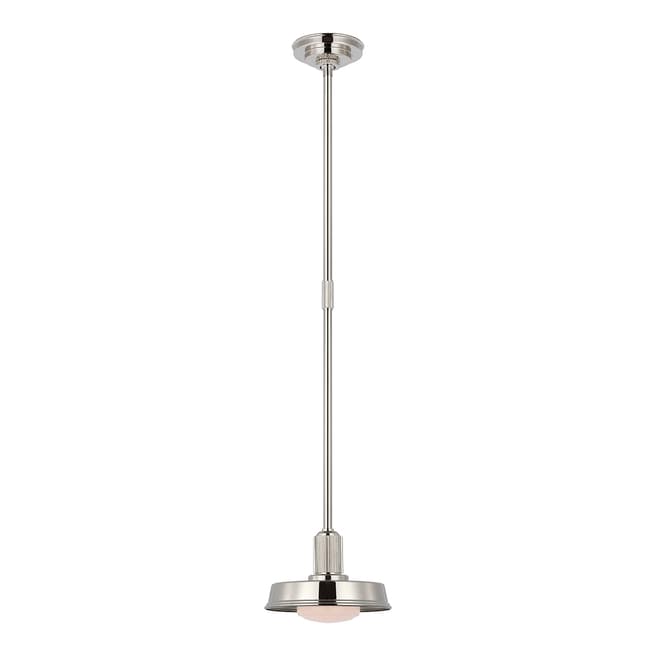 Chapman & Myers for Visual Comfort & Co. Ruhlmann Small 9" Pendant in Polished Nickel with White Glass