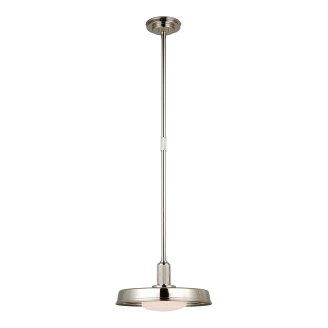 Chapman & Myers for Visual Comfort & Co. Ruhlmann 14" Factory Pendant in Polished Nickel with White Glass
