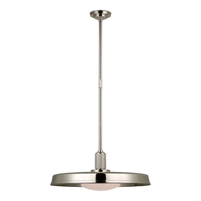 Chapman & Myers for Visual Comfort & Co. Ruhlmann 24" Factory Pendant in Polished Nickel with White Glass