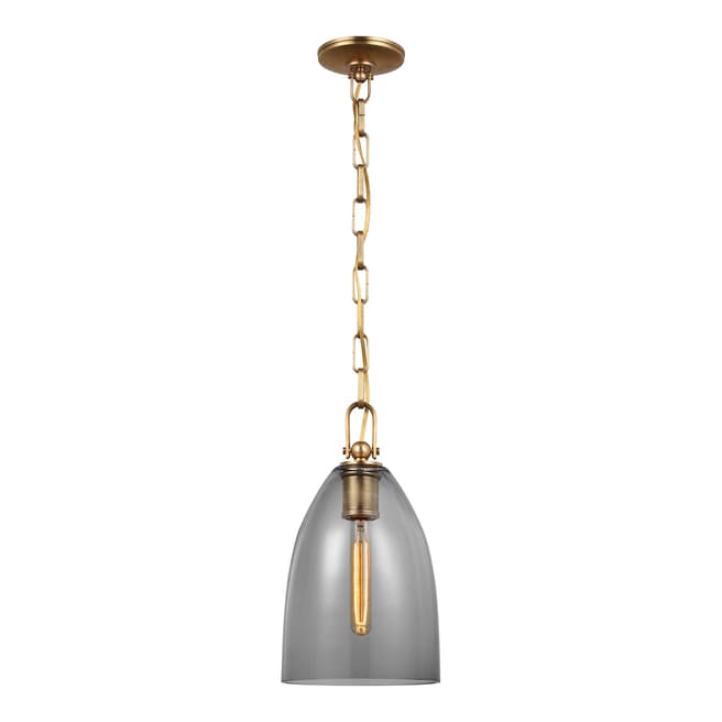 Chapman & Myers for Visual Comfort & Co. Andros Medium Pendant in Antique-Burnished Brass with Smoked Glass