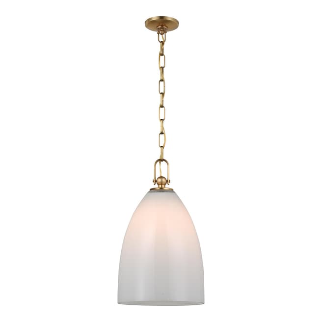 Chapman & Myers for Visual Comfort & Co. Andros Large Pendant in Antique-Burnished Brass with White Glass