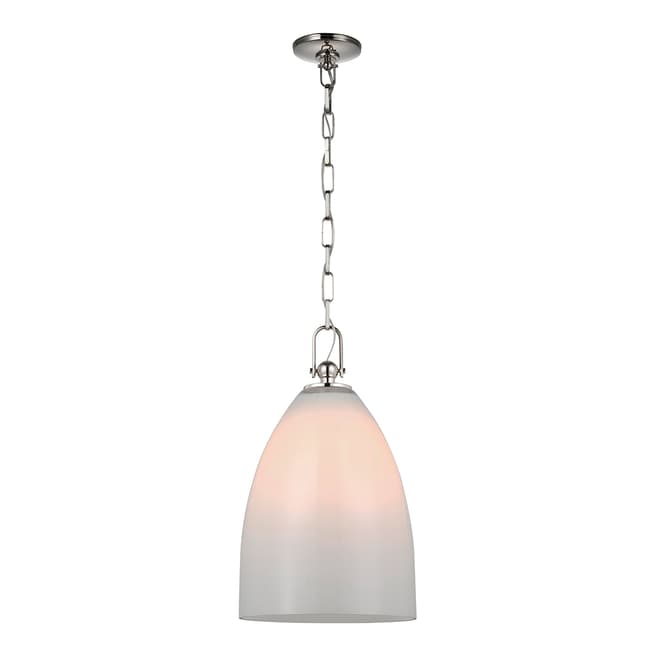 Chapman & Myers for Visual Comfort & Co. Andros Large Pendant in Polished Nickel with White Glass